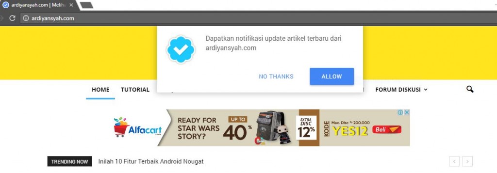 Cara Membuat Notifikasi Browser di Website WordPress
