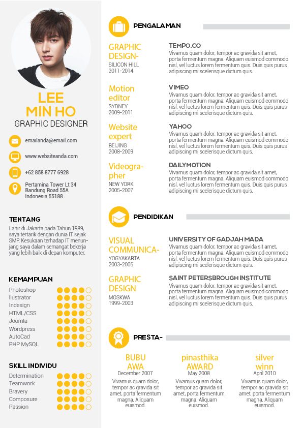 Kumpulan Desain CV Menarik