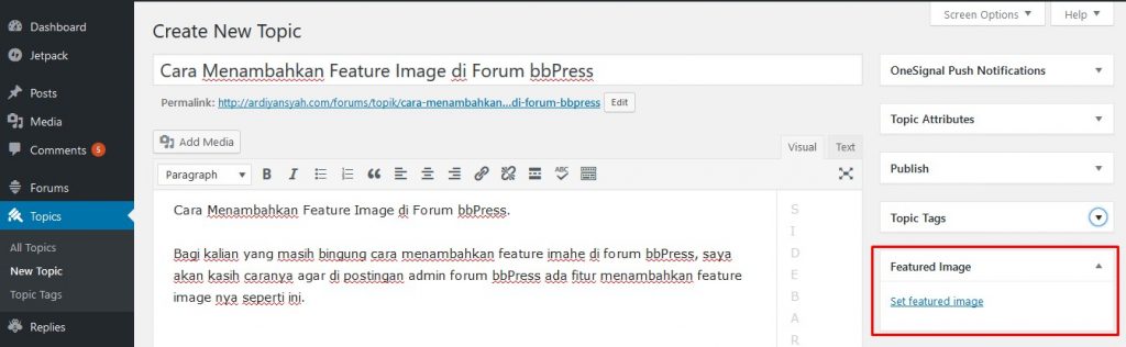 Cara Menambahkan Feature Image di Forum bbPress