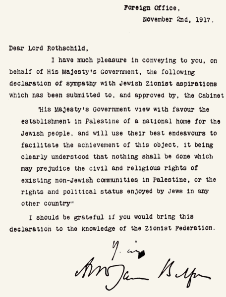 Isi Deklarasi Balfour 1917